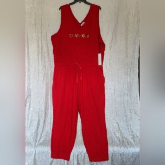 Calvin Klein Red Cotton Jumpsuit Women's sz 3X NWT - Picture 8 of 9